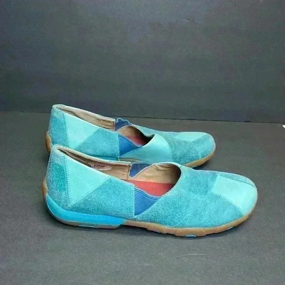 Twisted X Driving Moccasin Women's Patchwork Blue Suede Leather Slip On size 10m - Picture 1 of 8